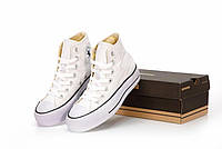 Женские кеды Converse All Star High White (Белые) Обувь Конверс Ол Стар высокие текстиль демисезон Вьетнам