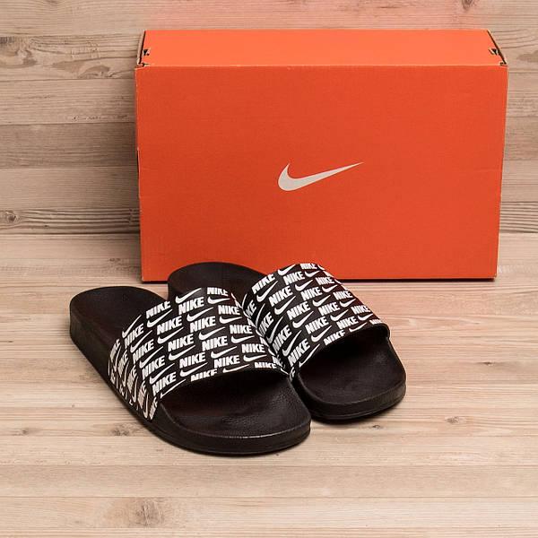 Чоловічі молодіжні шльопанці Nike Black, чоловічі стильні шльопанці, чоловічі модні капці сланці Найк