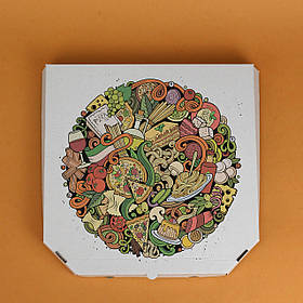 Коробки для піци 350*350*35 мм Біла коробка під піцу з друком "Італійська"