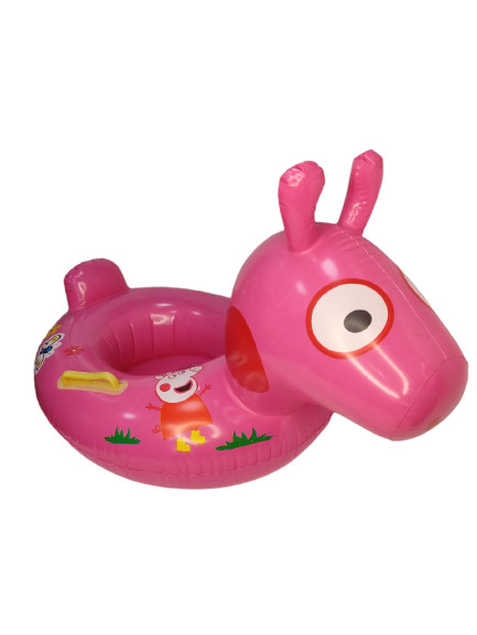 Надувний круг із сидінням у формі свинка пепа з ручками безпеки 60СМ*46СМ