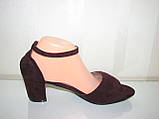 Жіночі замшеві бордові босоніжки марсал широкий каблук розмір 41, фото 5