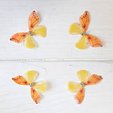 Метелик із шифону. Жовта з жовтогарячим. 4.5 см, фото 3