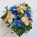 Метелик із шифону. Жовта з жовтогарячим. 4.5 см, фото 2