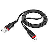 Кабель HOCO X59 USB to Micro 2.4A, 1m, nylon, TPE connectors, Black, фото 7