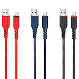 Кабель HOCO X59 USB to iP 2.4A, 1m, nylon, TPE connectors, Red, фото 4