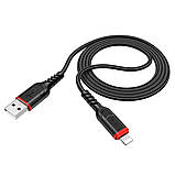 Кабель HOCO X59 USB to iP 2.4A, 1m, nylon, TPE connectors, Black, фото 6