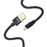 Кабель HOCO U55 USB to iP 2.4A, 1.2m, nylon. zinc connectors, Black, фото 3
