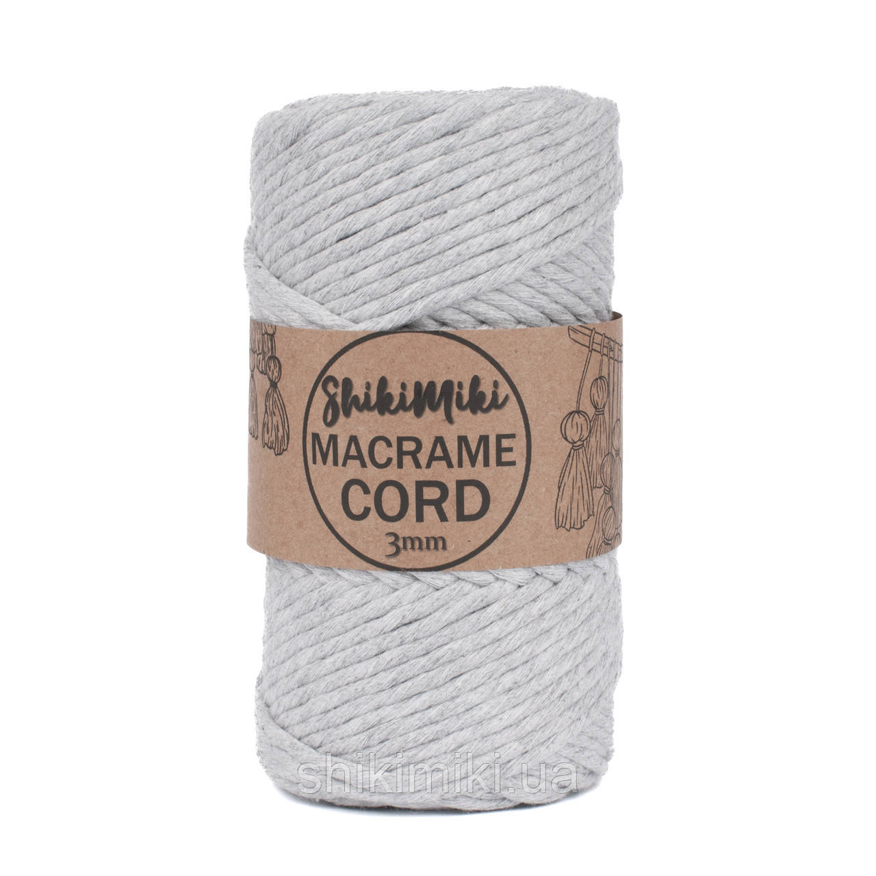 Еко шнур Macrame Cord 3 mm, колір Сніжно-сірий