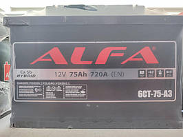 Акумулятор ALFA 75.0 Аг правий плюс
