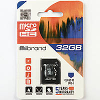 Карта пам'яті microSDHC (UHS-1) Mibrand 32Gb class 10 (adapter SD)