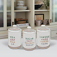 Набір банок для сипких продуктів чай, кава, цукор 3 шт. Maestro MR-20031-03CS Набір керамічних банок для дому