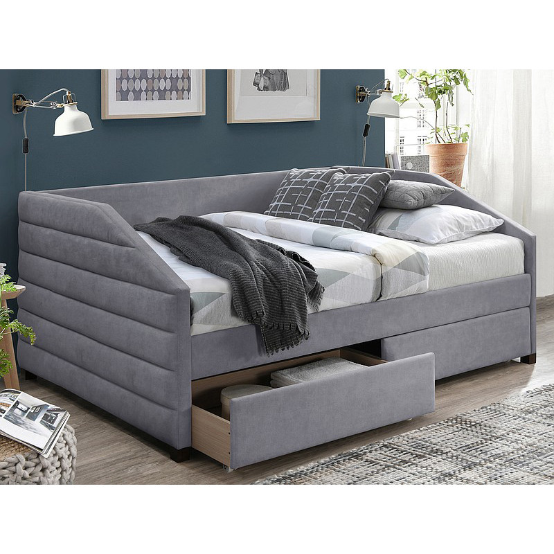 Кровать диван для подростка Nadia Velvet 120х200 см серый велюр с ...