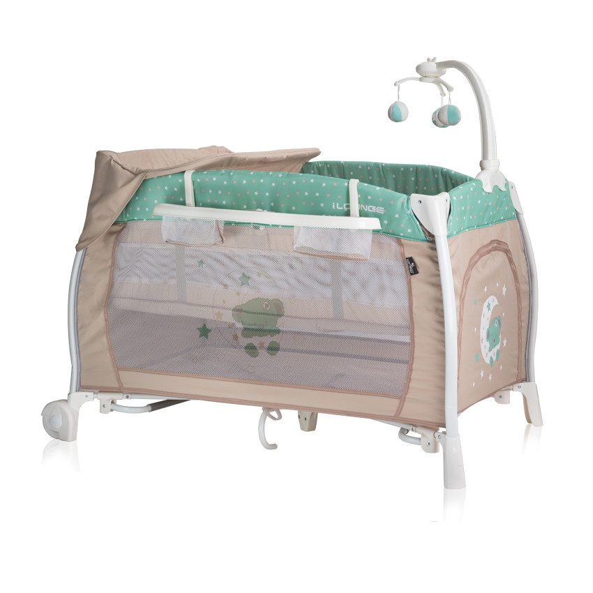 Манеж Lorelli I`LOUNGE 2L ROCKER (green/beige moon bear), фото 1