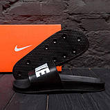 Чоловічі шльопанці Nike, літні чоловічі шльопанці чорного кольору, чоловічі легкі сланці шльопанці з логотипом, фото 5