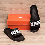 Чоловічі шльопанці Nike, літні чоловічі шльопанці чорного кольору, чоловічі легкі сланці шльопанці з логотипом, фото 2