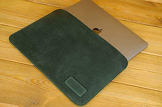 Шкіряний чохол для MacBook Air 13" (2018-2021) Дизайн №2, шкіра Crazy Horse, колір Зелений, фото 2