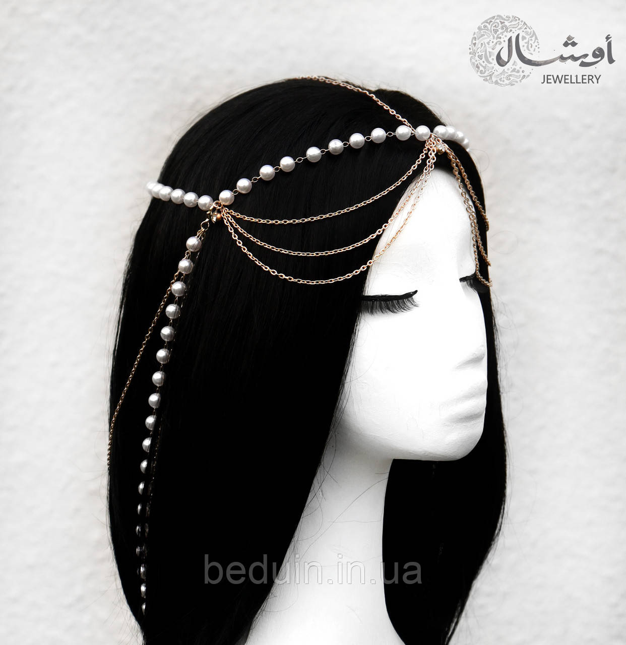 Подовжена прикраса на волосся Єгипетська Тіара на голову "Імператриця" — на фотосесію Aushal Jewellery