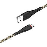 Кабель BOROFONE BX25 Powerful USB to Micro 2.4A,1m, nylon, TPE connectors, Black, фото 3