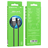 Кабель BOROFONE BX87 USB to iP 2.4A,1m, nylon, aluminum connectors, Black, фото 5
