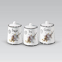 Набор банок для сыпучих продуктов чай, кофе, сахар 3шт Maestro MR-20049-03CS Набор керамических банок для дома