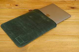 Шкіряний чохол для MacBookAir 13" (2018-2021) Дизайн №1, вінтажна шкіра, колір Зелений, фото 3