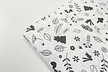 Тканина бавовняна "Польові звірята" графітового кольору на білому № 2107, фото 7