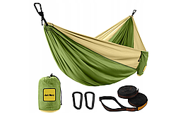 Гамак туристичний без перекладини гойдалки JACK MORS відтінки зеленого 300 кг 300 х 200