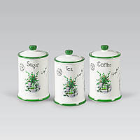 Набір банок для сипких продуктів чай, кава, цукор 3 шт. Maestro MR-20065-03CS Набір керамічних банок для дому