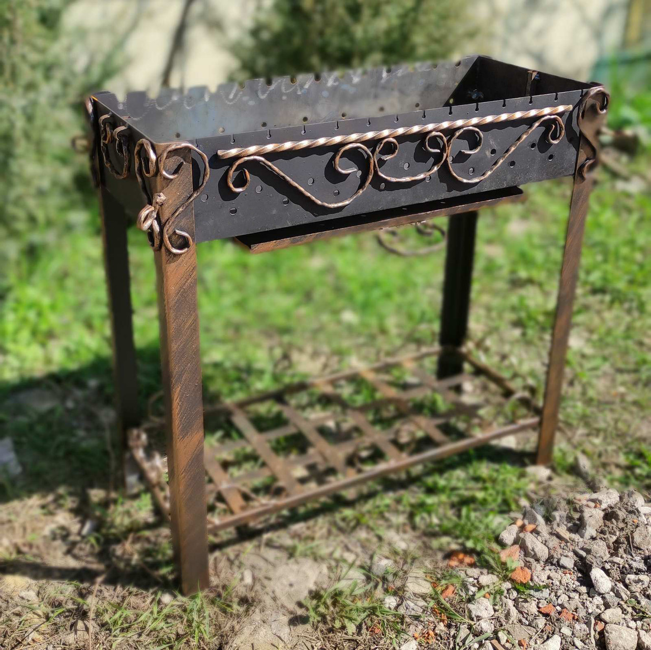 Розбірний кований мангал KOVKA "Вензеля", 3 мм, на 14 шампурів, фото 1