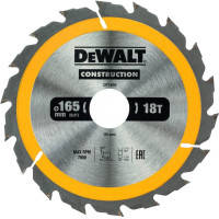 Диск пильний DeWALT CONSTRUCTION, 165х30мм, 18 z, ATB, 20 градусів, 7000 об\/хв. (DT1936)