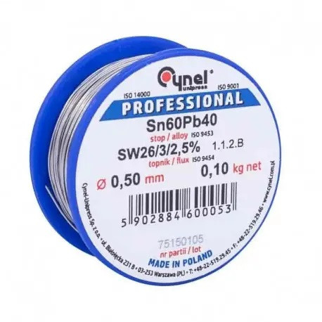 Припой Cynel Sn60Pb40-SW26 0.5мм, 100г.