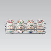 Набір банок для спецій і сипких продуктів 5 шт Maestro MR-20031-04СS Набір ємностей на підставці з кераміки