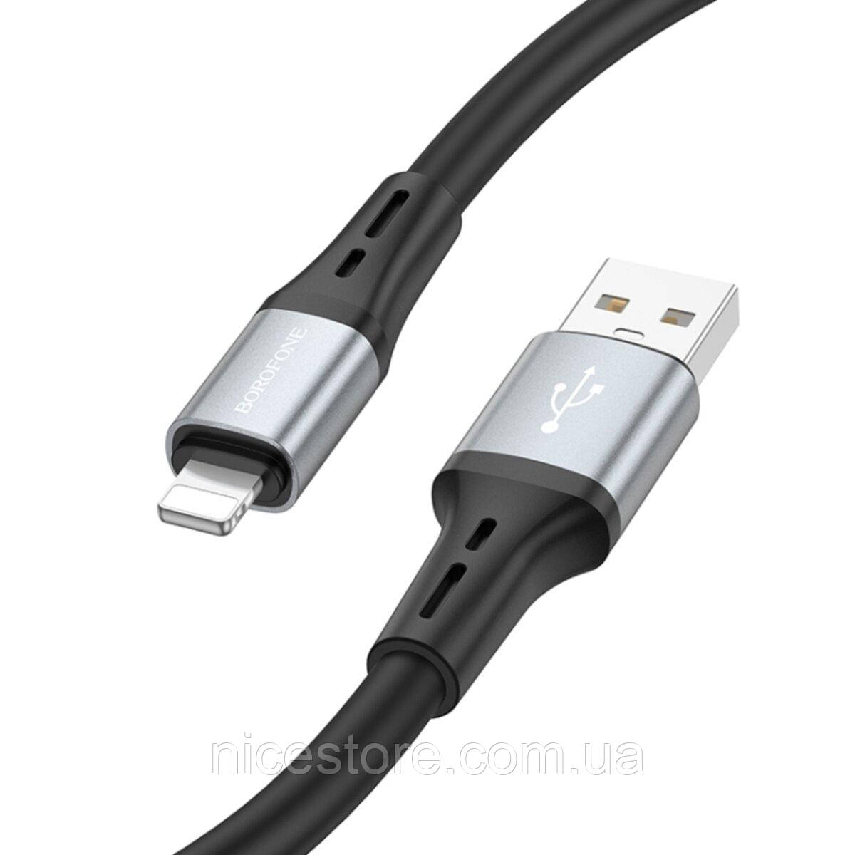 Кабель BOROFONE BX88 Solid silicone charging data cable for iP Black