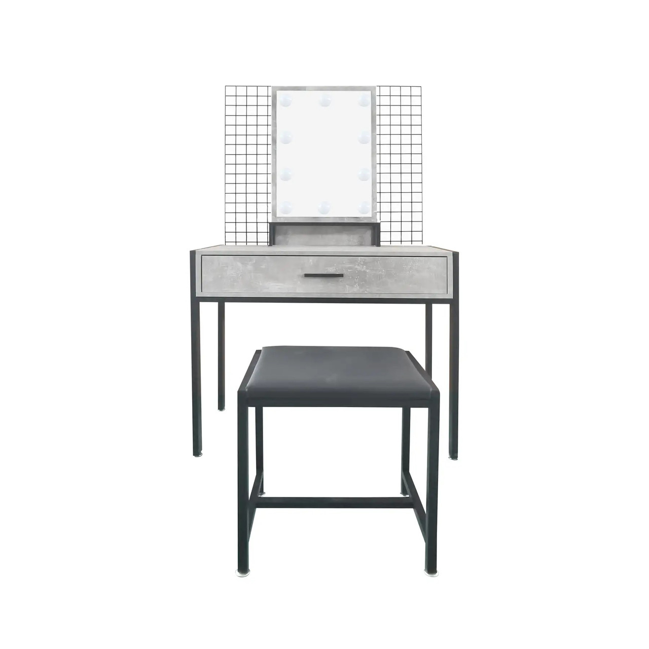Туалетний столик + табурет Avko ADT 3 Grey Walnut LED підсвітка, фото 1