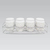 Набір банок для спецій і сипких продуктів 5 шт Maestro MR-20033-04CS Набір ємностей на підставці з кераміки