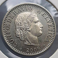 Монета Швейцария 20 раппенов, 2008 года