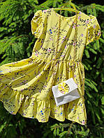Летнее детское платье с сумочкой (122 размер) желтое