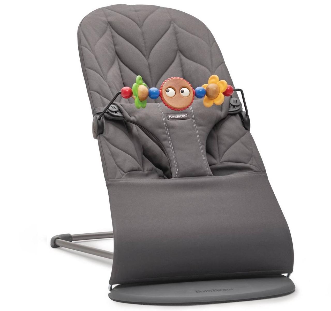 BabyBjorn - Крісло-шезлонг Bouncer Bliss Cotton Petal Quilt, Antracyt (антрацит) + Іграшка Googly Eyes