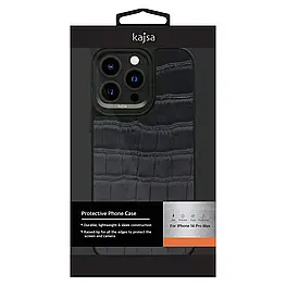 Kajsa Genuine Croco Pattern Leather Back Case for iPhone 14 Pro Max