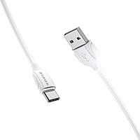 Кабель BOROFONE BX19 USB to Type-C 3A, 1m, PVC, TPE connectors, White