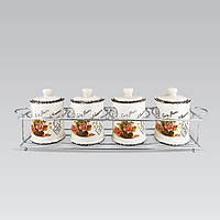 Набір банок для спецій і сипких продуктів 5 шт Maestro MR-20050-04CS Набір ємностей на підставці з кераміки