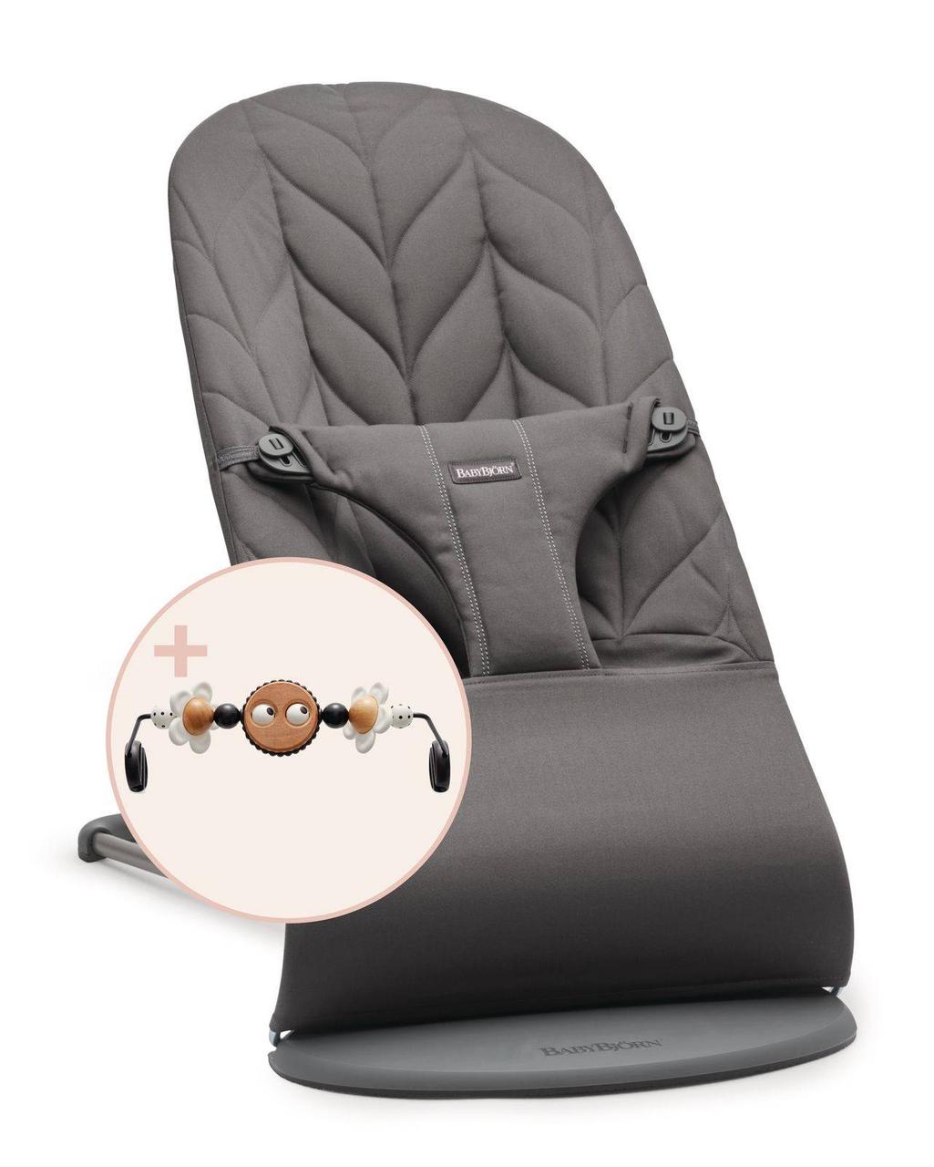 BabyBjorn - Крісло-шезлонг Bouncer Bliss Cotton Petal Quilt, Antracyt (антрацит) + Googly Eyes Black and White