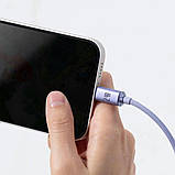 Кабель Baseus Crystal Shine Series Fast Charging Data Cable USB to iP 2.4A 1.2m Purple, фото 6