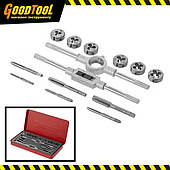 Набір плашок M3-M10 і мітчиків M3-M10, 14од. INTERTOOL SD-8024