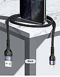 Кабель Usams US-SJ448 U55 Lightning Aluminum Alloy Braided Data Cable 1m Black, фото 4