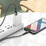 Кабель BOROFONE BU33 USB to Micro 2.4A, 1.2m, nylon, aluminum connectors, light indicator, Black, фото 4