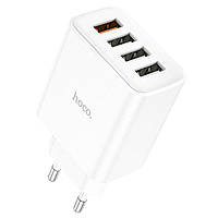 Мережевий зарядний пристрій HOCO C102A Fuerza QC3.0 four-port charger 18W White