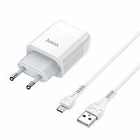 Мережевий зарядний пристрій HOCO C73A Glorious dual port charger set(Micro) 12W White