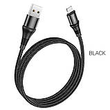 Кабель HOCO X50 USB to iP 2.4A, 1m, nylon, aluminum connectors, Black, фото 4
