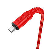 Кабель HOCO X59 USB to Micro 2.4A, 1m, nylon, TPE connectors, Red, фото 5